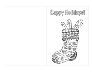 Christmas Cards Candy Cane Stockings Coloring Template