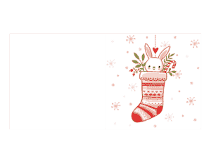 Christmas Cards Cute Bunny Stocking Coloring Template