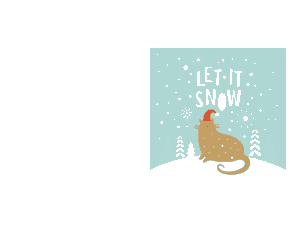 Christmas Cards Cute Cat Let It Snow Coloring Template