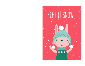 Christmas Cards Cute Winter Rabbit Coloring Template