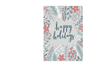 Christmas Cards Happy Holidays Botanical Coloring Template