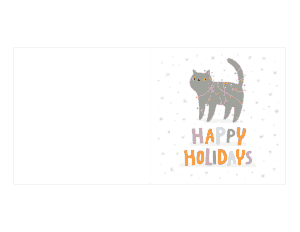Christmas Cards Happy Holidays Cat Lights Coloring Template