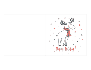 Christmas Cards Happy Holidays Cute Deer Scarf Coloring Template
