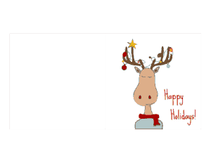 Christmas Cards Happy Holidays Decorated Antlers Deer Coloring Template