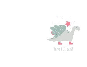 Christmas Cards Happy Holidays Dinosaur Tree Coloring Template