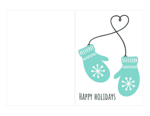 Christmas Cards Happy Holidays Mittens Heart Coloring Template