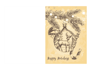 Christmas Cards Happy Holidays Sepia Deer Bauble Candy Cane Coloring Template