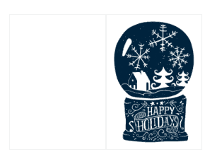 Christmas Cards Happy Holidays Snowglobe Coloring Template
