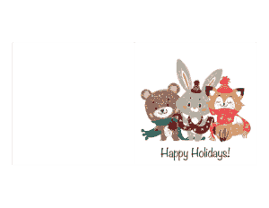Christmas Cards Happy Holidays Woodland Animals Coloring Template