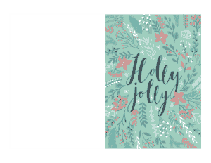 Christmas Cards Holly Jolly Green Botanical Coloring Template