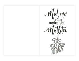 Christmas Cards Meet Me Under The Mistletoe Coloring Template