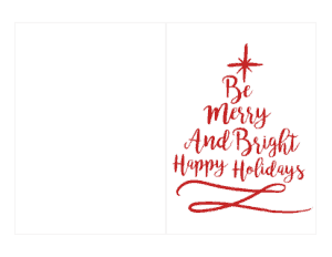 Christmas Cards Merry And Bright Happy Holidays Red Tree Star Coloring Template