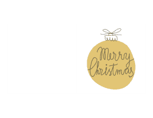 Christmas Cards Merry Bauble Gold Coloring Template
