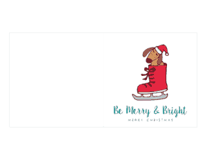 Christmas Cards Merry Bright Cute Dog In Skate Coloring Template