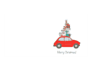 Christmas Cards Merry Car Piled Gifts Coloring Template