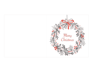 Christmas Cards Merry Christmas Wreath Simple Coloring Template