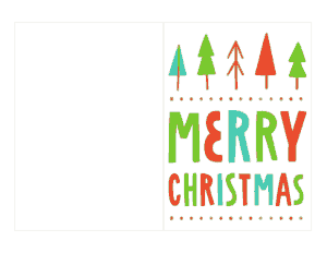 Christmas Cards Merry Colorful Letters Trees Coloring Template