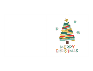 Christmas Cards Merry Colorful Tree Tape Coloring Template
