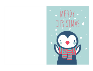 Christmas Cards Merry Cute Winter Penguin Coloring Template