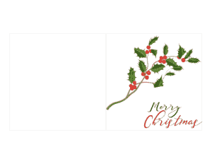 Christmas Cards Merry Holly Branch Coloring Template