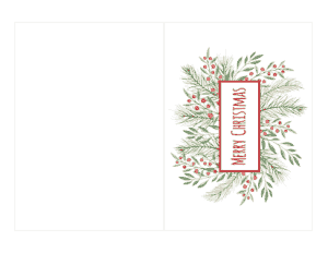 Christmas Cards Merry Holly Fir Border Coloring Template