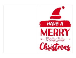 Christmas Cards Merry Holly Jolly Santa Hat Coloring Template