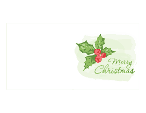 Christmas Cards Merry Holly Watercolor Coloring Template