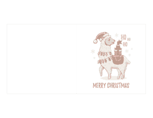 Christmas Cards Merry Llama Lights Gifts Coloring Template