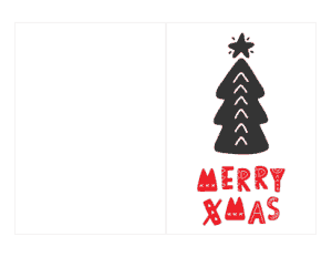 Christmas Cards Merry Xmas Tree Black Red Coloring Template