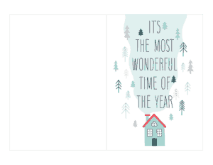Christmas Cards Most Wonderful Time Of Year House Trees Coloring Template