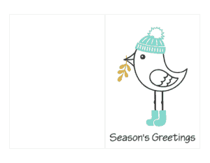 Christmas Cards Seasons Greetings Cute Bird Coloring Template