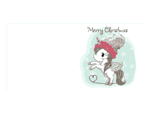 Christmas Cards Unicorn Snow Coloring Template