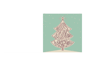 Christmas Cards Vintage Tree Word Art Coloring Template