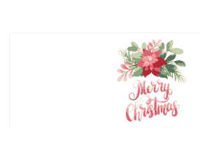 Christmas Cards Watercolor Poinsettia Red Green Coloring Template