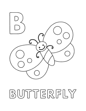 Free Download PDF Books, Butterfly B For Butterfly Preschoolers Coloring Template