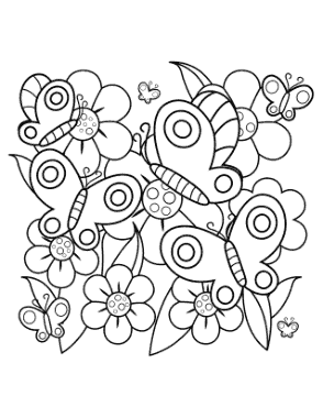 Free Download PDF Books, Butterfly Butterflies In The Garden Coloring Template