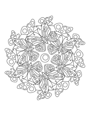 Butterfly Circle Of Butterflies Coloring Template