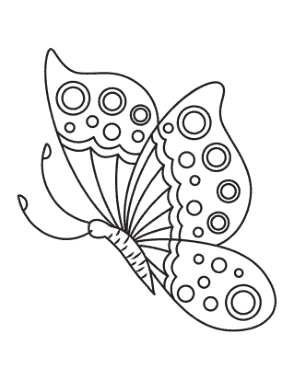 Butterfly Circles Side View Coloring Template