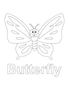 Butterfly Cute Cartoon Preschool Coloring Template