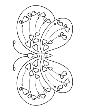 Butterfly Hearts Coloring Template