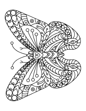 Butterfly Intricate Doodle Adults Coloring Template