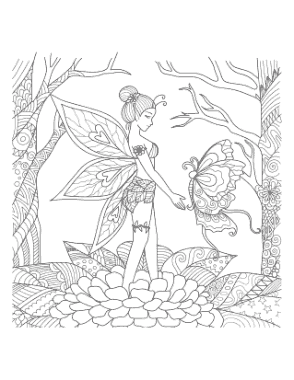 Butterfly Intricate Fairy Butterfly Wings Coloring Template