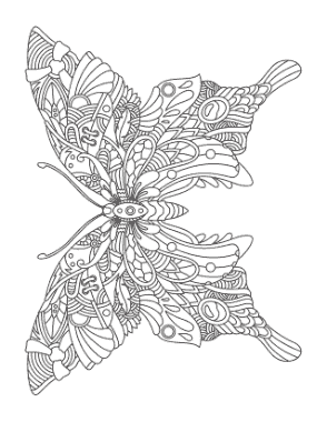 Butterfly Intricate Pattern For Adults Coloring Template