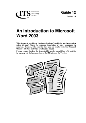 Free Download PDF Books, Introduction To Microsoft Word 2003