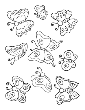 Butterfly Page Of Butterflies For Kids Coloring Template