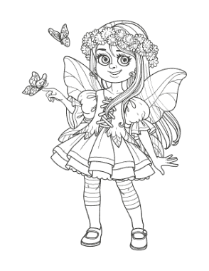 Butterfly Spring Fairy Wings Butterflies Coloring Template