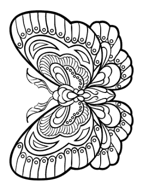 Butterfly Stylized Intricate Patterned Wings Coloring Template