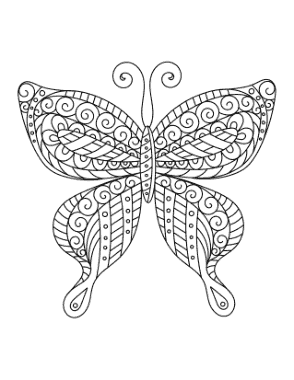 Butterfly Swirly Pattern For Adults Coloring Template