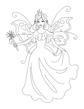 Butterfly Winged Fairy Coloring Template