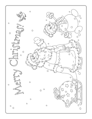 Free Download PDF Books, Christmas Merry Santa Snowman Sleigh Sack Coloring Template